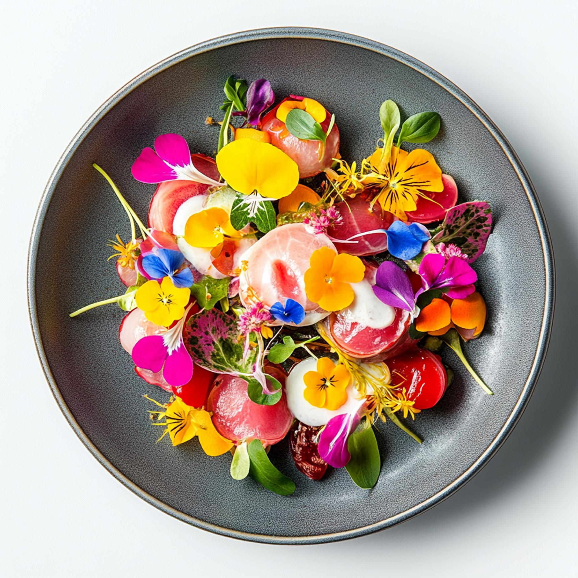 Colorful plated dish on table