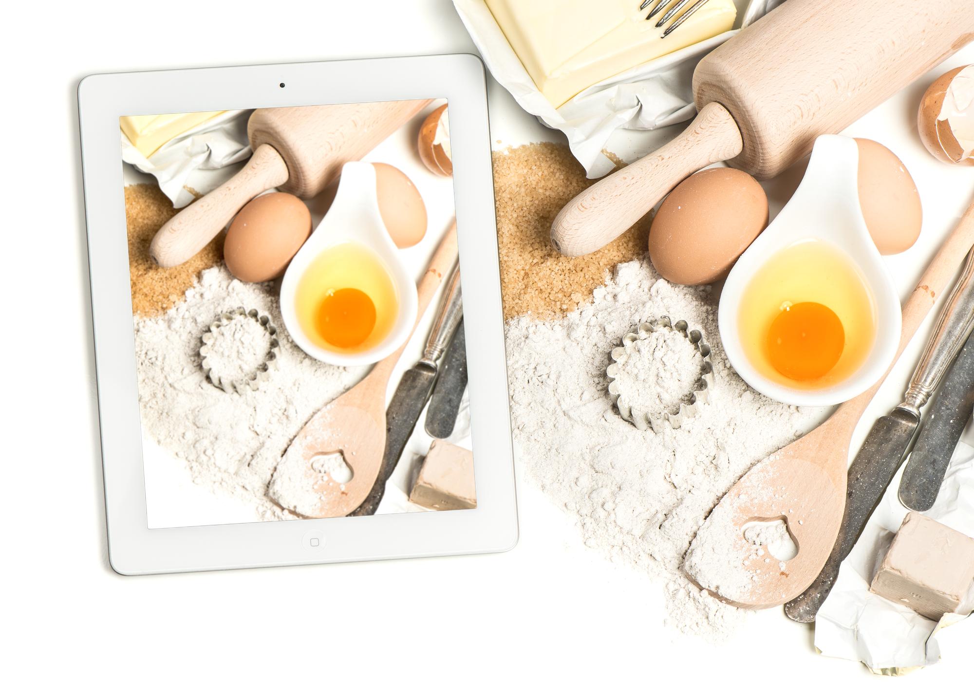 Small collage of dishes and workbook